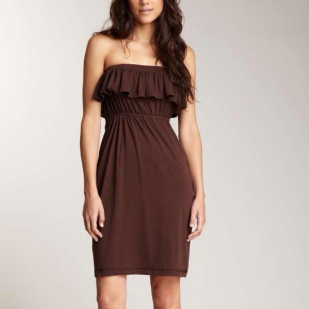 FLASH SALE❗️❗️Jersey Ruffle Tube Dress brown!!